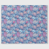 Roze Blauwe Hortensia's Bloemen in Bloei Cadeaupapier (Vlak)