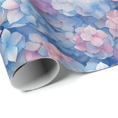 Roze Blauwe Hortensia's Bloemen in Bloei Cadeaupapier (Rol Hoek)