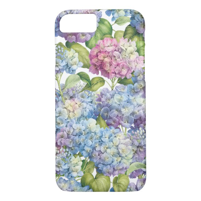 Roze blauwe hydrangea in Bloom Floral Pattern Case-Mate iPhone Hoesje (Achterkant)