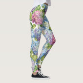 Roze blauwe hydrangea in Bloom Floral Pattern Leggings (Rechts)