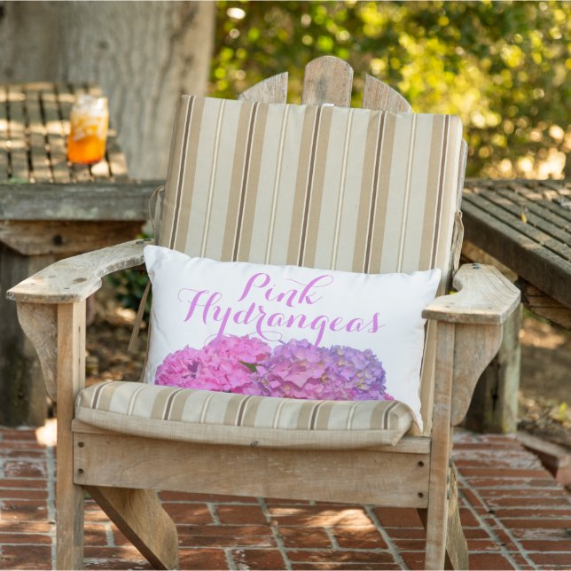 Roze blauwe hydrangeas elegante roze paarse bloeme buitenkussen (Stoel)