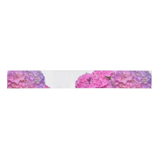 Roze blauwe hydrangeas elegante roze paarse bloeme grosgrain lint (Voorkant)
