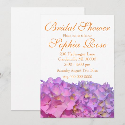 Roze blauwe hydrangeas elegante roze paarse bloeme kaart (Voorkant / Achterkant)