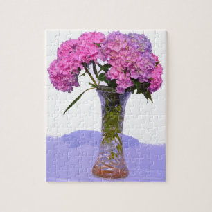Roze blauwe hydrangeas elegante roze paarse bloeme legpuzzel