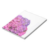 Roze blauwe hydrangeas elegante roze paarse bloeme notitieblok (Linkerzijde)