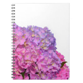 Roze blauwe hydrangeas elegante roze paarse bloeme notitieboek