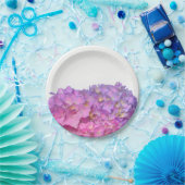 Roze blauwe hydrangeas elegante roze paarse bloeme papieren bordje (Feest)