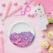 Roze blauwe hydrangeas elegante roze paarse bloeme papieren bordje (Feest)