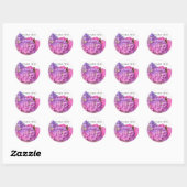Roze blauwe hydrangeas elegante roze paarse bloeme ronde sticker (Vel)