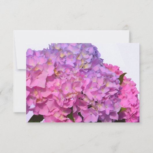 Roze blauwe hydrangeas elegante roze paarse bloeme save the date (Achterkant)