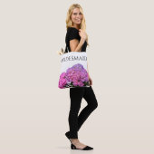 Roze blauwe hydrangeas elegante roze paarse bloeme tote bag (Op model)