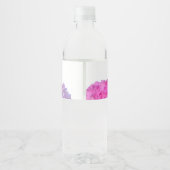 Roze blauwe hydrangeas elegante roze paarse bloeme waterfles etiket (Achterkant)