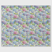 Roze blauwe hydrangeas in Bloom Floral Cadeaupapier (Vlak)