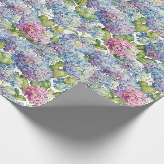 Roze blauwe hydrangeas in Bloom Floral Cadeaupapier (Hoek)