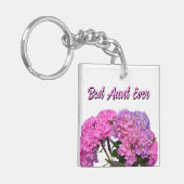 Roze blauwe hydrangeas roze paarse bloemen best ta sleutelhanger (Voorkant Links)