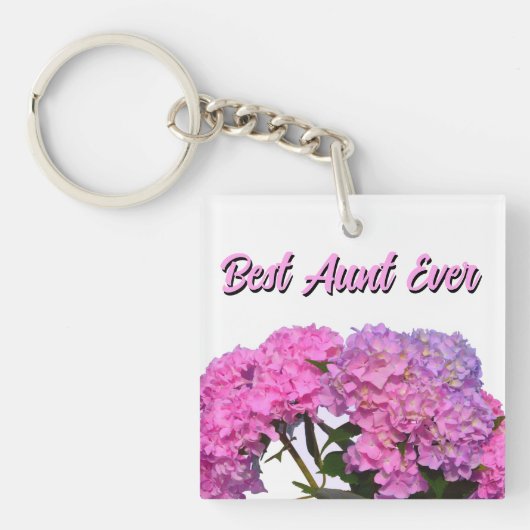 Roze blauwe hydrangeas roze paarse bloemen best ta sleutelhanger (Voorkant)