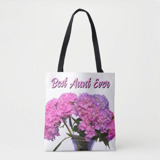 Roze blauwe hydrangeas roze paarse bloemen best ta tote bag (Voorkant)