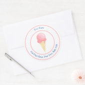 Roze blauwe ijskegel, aangepast ronde sticker (Envelop)