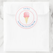 Roze blauwe ijskegel, aangepast ronde sticker (Tas)