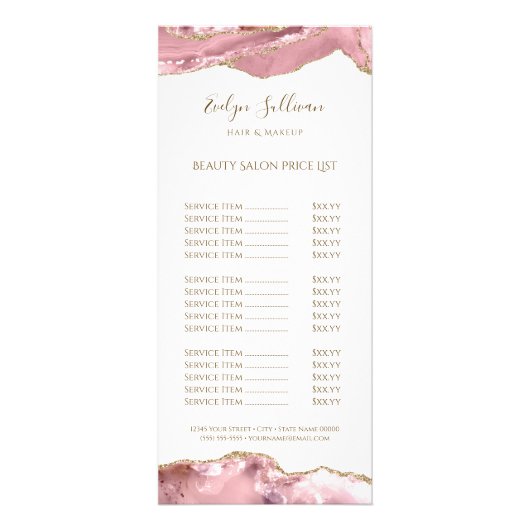Roze blauwe kaart voor prijslijst (Voorkant)