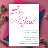 Roze Blauwe Kalligrafie Jongen of Meisje Geslacht  Kaart
