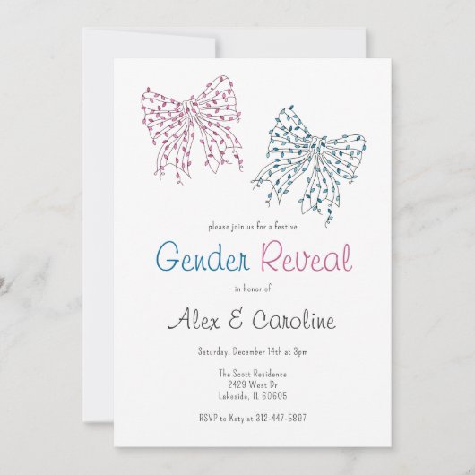 Roze Blauwe Kerstbogen Gender Reveal Party Kaart (Voorkant)