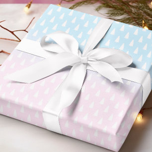 Roze Blauwe Kerstboom Geslacht Reveal Cadeaupapier