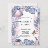 Roze blauwe kerstfinale bruiloft kaart (Voorkant)