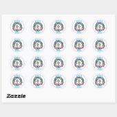 Roze blauwe kerstrecker Dank u wel Ronde Sticker (Vel)