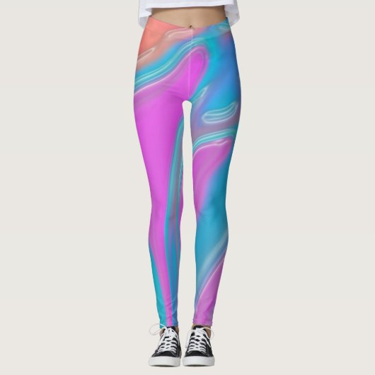 roze blauwe kleur leggings textuurpatroon vloeibaa (Voorkant)