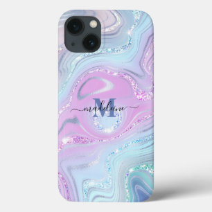 Roze blauwe kristal marmer Iridescent Agate Case-Mate iPhone Case