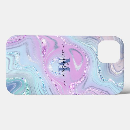 Roze blauwe kristal marmer Iridescent Agate Case-Mate iPhone Case (Achterkant (horizontaal))