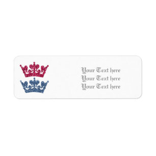 Roze Blauwe Kroon Prins Prinses Tweeling Labels