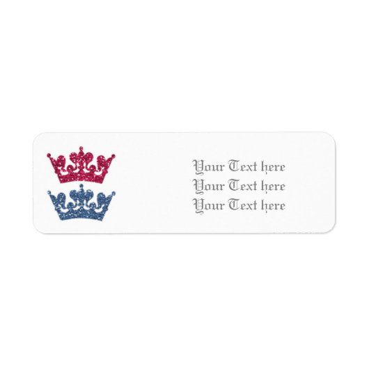 Roze Blauwe Kroon Prins Prinses Tweeling Labels (Voorkant)