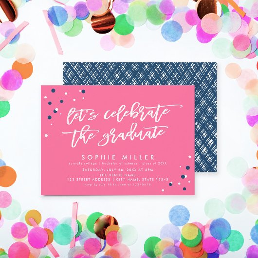 Roze Blauwe Laten we de Afstuderen Partij van het  Kaart