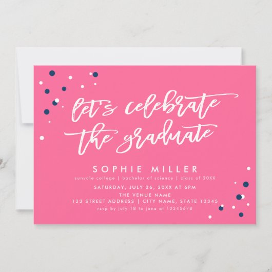 Roze Blauwe Laten we de Afstuderen Partij van het  Kaart (Voorkant)