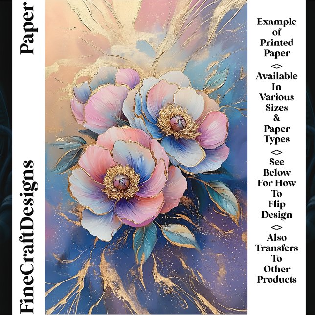 Roze Blauwe Lavendel & Gouden Pioenen CT4 Craft Pa (Creator heeft geüpload)