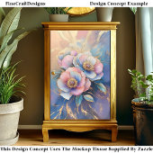 Roze Blauwe Lavendel & Gouden Pioenen CT4 Decoupag Tissuepapier