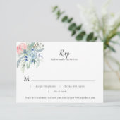 Roze blauwe lavender Sage Green Floral RSVP Kaartje (Staand voorkant)