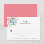 Roze blauwe lavender Sage Green Floral RSVP Kaartje (Voorkant / Achterkant)