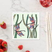 Roze blauwe libellen en groene bladeren servet (Insitu)