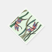 Roze blauwe libellen en groene bladeren servet (Hoek)