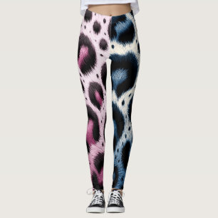 Roze & Blauwe Luipaardbont Dierenprint Stippen Leggings
