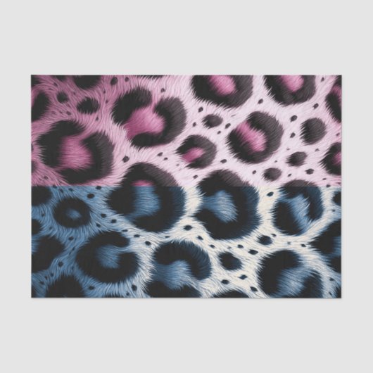 Roze & Blauwe Luipaardbont Dierenprint Stippen Tissuepapier (Voorkant)