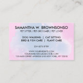 Roze blauwe luis crat dog visitekaartje (Achterkant)