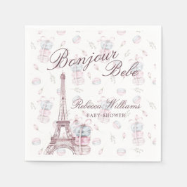 Roze Blauwe Macaron Bonjour Bebe Paris Baby shower Servet