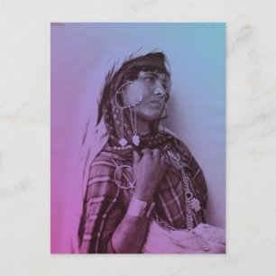 Roze Blauwe Maghreb Tunesische traditionele meisje Briefkaart