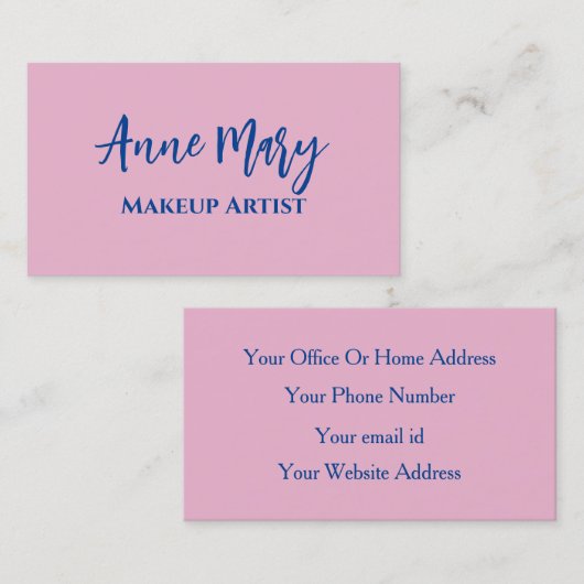 Roze blauwe makreel artistieke schoonheidshaar Sal Visitekaartje (Voorkant / Achterkant)