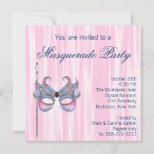 Roze Blauwe Maskerade Feest Kaart (Achterkant)