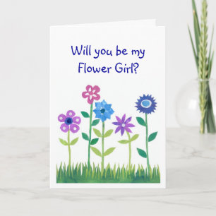 Roze, Blauwe, Mauve Bloemen Bloemenmeisje Verzoek